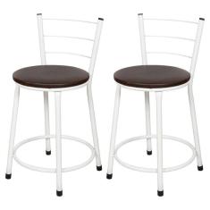 Imagem de Banquetas Baixa Para Cozinha Branca 2un Assento Marrom