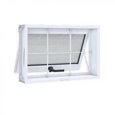 Imagem de Janela de Aço Maxim-ar 40x60cm com Grade Quadrada e Vidro Riobras Branco