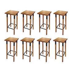 Imagem de KIT 8 BANQUETAS BISTRO INDUSTRIAL COLORS FERRO E MADEIRA MACIÇA - PRETA