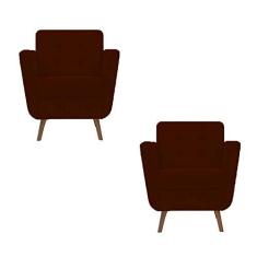 Imagem de Kit 02 Poltronas Decorativa Sala E Recepção Giovanna Suede Marrom- Dl Decor