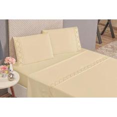 Imagem de Jogo Lençol Queen Infinit 300Fios Bordado Palha Micropercal - Nathalia