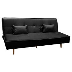 Imagem de Sofá Cama Silver 3 Lugares Reclinável Casal Sintético Preto Fosco - Speciale Home