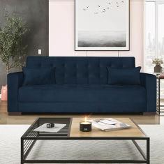 Imagem de Sofá Cama 3 Lugares Jobim Suede Azul Marinho - Amarena Móveis