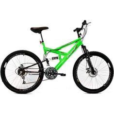 Imagem de Bicicleta Aro 26 MTB 18V Full Suspention Duplo Freio a Disco Max 260 Verde