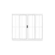 Imagem de Janela de Correr Abertura Central Exclusiva 4 Folhas Grade Vidro Liso 100x150cm CRV Portas e Janelas Branco