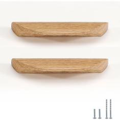 Imagem de Evionlin 2 maçanetas de madeira de carvalho com ângulo oblíquo de 20,8 cm, puxador de porta de armário de madeira estilo antigo de nogueira longo