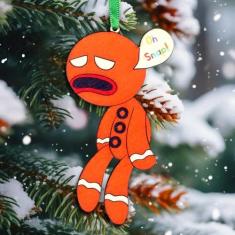 Imagem de Enfeites de madeira engraçados de Natal homem de gengibre Oh Snap! Cabeça quebrada Abdômen Feio Engraçado Engraçado Decoração de Árvore de Natal Ornamento de Mordaça Travessa Presente para Adultos