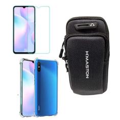 Imagem de Capinha Anti Impacto e Braçadeira Capa Porta Celular Para Corrida + Película Vidro Compatível Xiaomi Redmi 9A