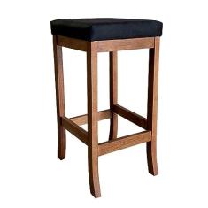 Imagem de Banqueta Alta Estofada Barcelona 74 Cm Madeira Maciça Suede Preto CCS