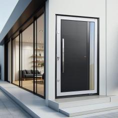 Imagem de Porta Pivotante Lambril Visione com Puxador Lado Direito Elite 240cmx130cm Mix Preto