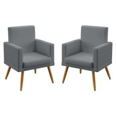 Imagem de Kit 2 Poltronas Decorativas Vega Com Rodapé Sued  Aradecor