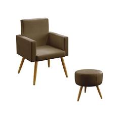 Imagem de Kit Poltrona Decorativa Vega e Puff Solar Suede Capuccino Aradecor
