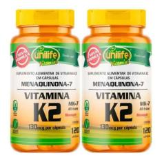 Imagem de Kit 2 Vitamina K2 135Mcg 240 Cap Mk7 Menaquinona Concentrada - Unilife