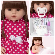 Imagem de Boneca Reborn Realista Menina Grande Pode Dar Banho Enxoval