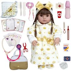 Imagem de Boneca Bebe Reborn Gatinha Menina Realista Com Acessórios - Cegonha Re