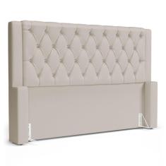 Imagem de Cabeceira Cama Box Queen Size Atena 180cm Capitonê com Frame Suede Bege Claro - Desk Design
