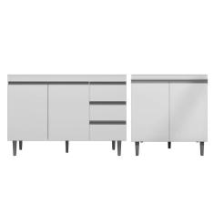 Imagem de Balcão Gabinete Pia 100Cm E Armário Para Cooktop Branco