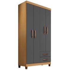 Imagem de Guarda Roupa Solteiro 4 Portas 3565 Carvalho Grafite Incc Carvalho Grafite