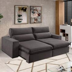 Imagem de Sofá 2 Lugares 230cm Retrátil e Reclinável Free Veludo Cinza