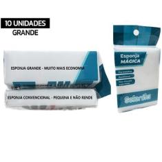 Imagem de Kit 10 Esponja Mágica Tira Mancha Bucha Limpa Parede Tenis Chao Tamanh