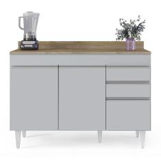 Imagem de Balcão De Cozinha Para Pia 120cm Com Tampo Michigan Cinza Claro-castanho - Lumil