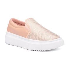 Imagem de Tênis Feminino Slip On Confortável C/ Brilho Plataforma Rosê - Univers