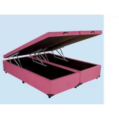 Imagem de Cama Box Baú Queen Bipartido Suede Rosé Com Pistão A Gás - Imperium Do