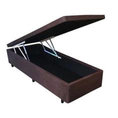 Imagem de Cama Box Baú Solteiro Abertura Frontal 88X188x040 Premium Sued Marron