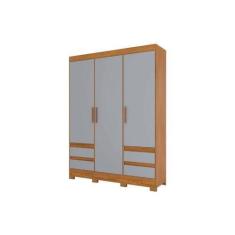 Imagem de Guarda Roupa Solteiro 3 Portas E 4 Gavetas Briz Lema B55 Nature/Cinza