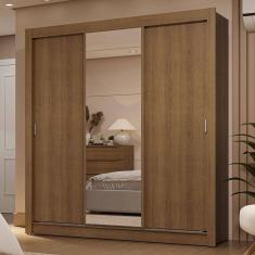 Imagem de Guarda-roupa Casal 3 Portas Correr Espelho 2 Gavetas Rustic