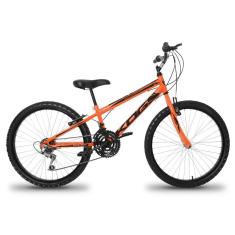 Imagem de Bicicleta Aro 24 Infantil Infantil KOG Masculina 18 Velocidades 3x6 Marcha Para Meninos Laranja Preto