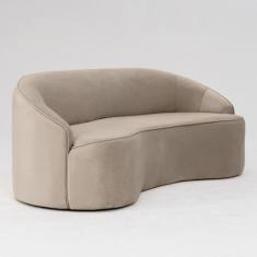 Imagem de Sofá Curvo Montserrat 150cm 02 Lugares Veludo Bege Palha - Nexta Casa