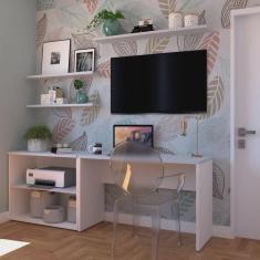 Imagem de Escrivaninha 190cm com Nichos e 3 Prateleiras