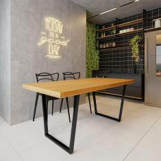Imagem de Mesa Industrial para Área Gourmet Madeira Maciça Lanna com Ferragem 1,80m Preto