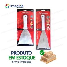 Imagem de Kit 2 Espátulas Inox Lanche Reta Chapeiro E Cozinha
