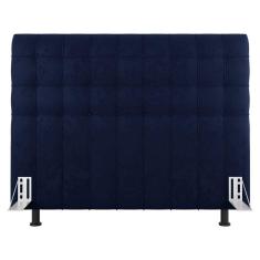 Imagem de Cabeceira Cama Box Casal Dahlia 140Cm Com Frame Veludo Azul Marinho - Abmaza