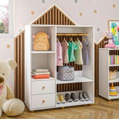 Imagem de Guarda Roupa Montessoriano 2 Gavetas 1 Cabideiro Branco - Olivar Móveis
