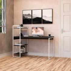 Imagem de Escrivaninha com Estante Studio Preta e Branca 135x115 cm