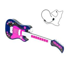 Imagem de Guitarra Infantil Eletrônica Rosa Com Microfone De Orelha Unik