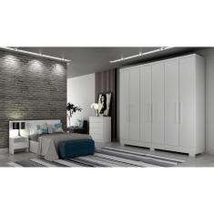 Imagem de Guarda Roupa Solteiro com Pés 6 Portas 4 Gavetas - Veneza-Branco - Móveis Novo Horizonte