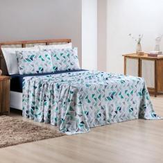 Imagem de Jogo De Cama Casal Quality 100% Algodão 04 Peças Geometrico Azul - Bia