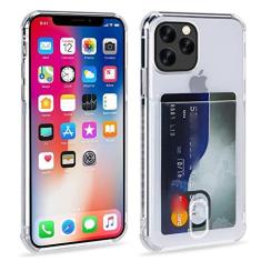 Imagem de Capa de telefone transparente à prova de choque para iPhone 12 Mini 14 13 12 11 Pro Max X XS XR 7 8 Plus Suporte de cartão de carteira de silicone macio, transparente, para iPhone 11Pro Max
