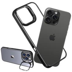 Imagem de condgood Capa amortecedora para iPhone 16 Pro Max [sem parte traseira] com suporte, compatível com MagSafe, suporte de câmera embutido e protetor de lente, moldura de silicone líquido, costas nuas,