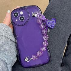 Imagem de Pulseira roxa simples com pingente de coração e capa de telefone macia para iPhone 14 12 11 13 Pro XR X XS Max Capa traseira, roxa, para iPhone 13 Pro