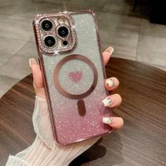Imagem de Luxo glitter diamante bonito amor caso para iphone 15 14 11 12 13 pro max, rosa, para iphone 14promax