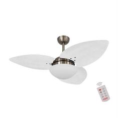 Imagem de Ventilador De Teto Kovalski Bronze 3 Pás Palmae Branco 220V Com Contro