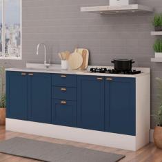 Imagem de Cozinha Modulada 2 Balcoes 100% Mdf Branca/Azul Genialflex