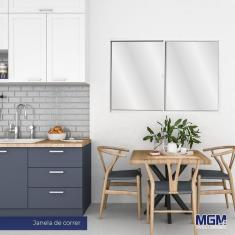 Imagem de Janela de Alumínio de Correr 100x120cm 2 Folhas com Vidro Liso Linha Soft MGM Branco