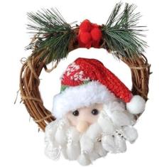 Imagem de Guirlanda de Natal Papai Noel ou Boneco de Neve - 15 cm | Decoração Natalina para Pendurar Porta, Arvore, Jardim ou Escritorio (Papai Noel)