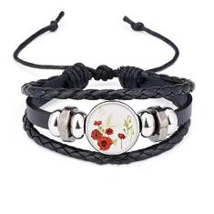 Imagem de DIYthinker Pulseira de milho de couro trançado com pintura de plantas de flores
